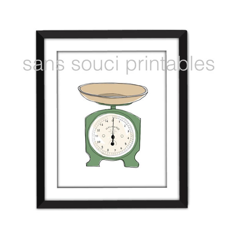 Digital Retro Art Print Kitchen Vintage Scale Kitchen Wall Art Etsy