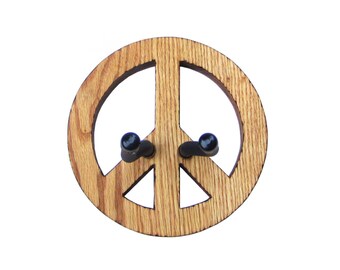 GUITAR HANGER / PEACE Sign / Woodburned Edges