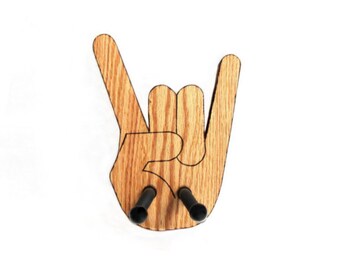 GUITAR HANGER / Rock On / Woodburned Edges