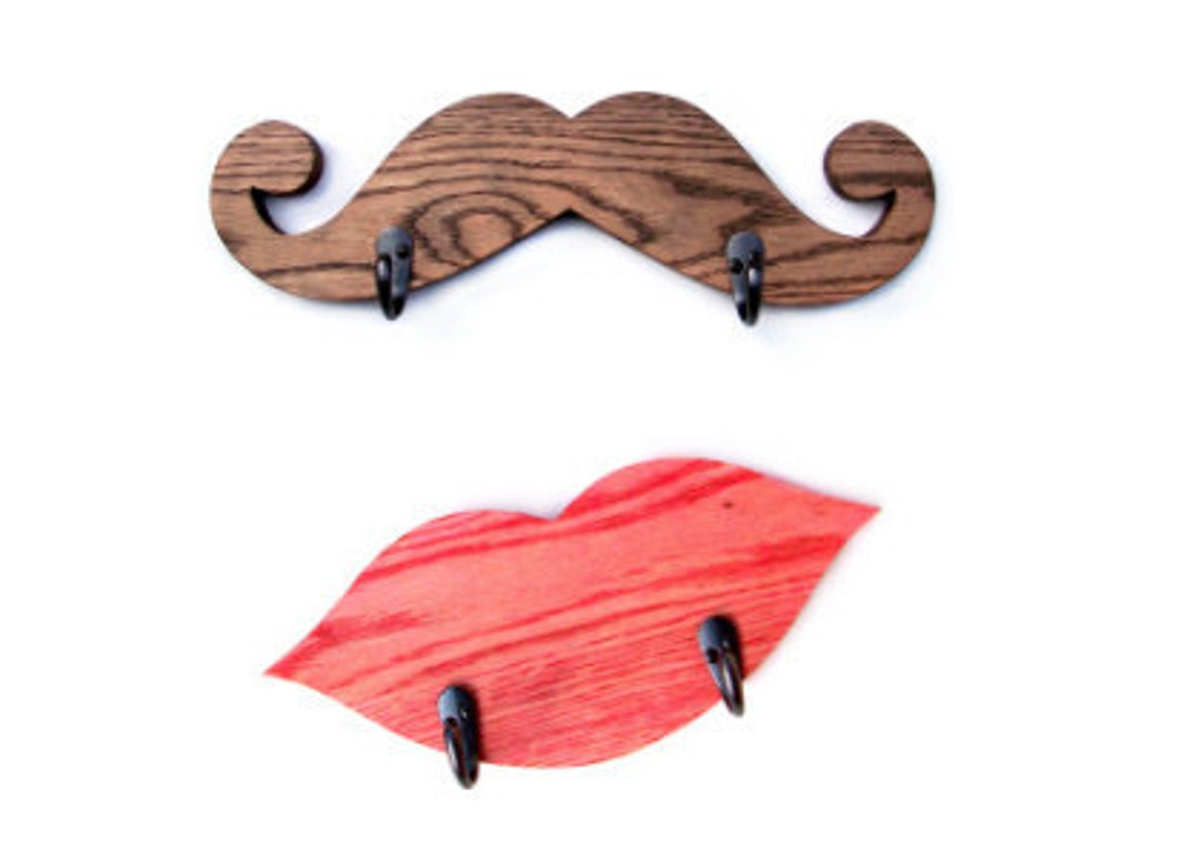 MUSTACHE LIPS COAT Racks / Hangers / His and Hers Set Etsy