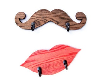 MUSTACHE LIPS COAT Racks / Hangers / His and Hers Set