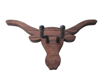 LONGHORN GUITAR HANGER / Wood Burned Edges