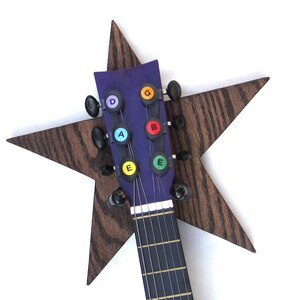 GUITAR HANGER / STAR / Wood Burned image 1