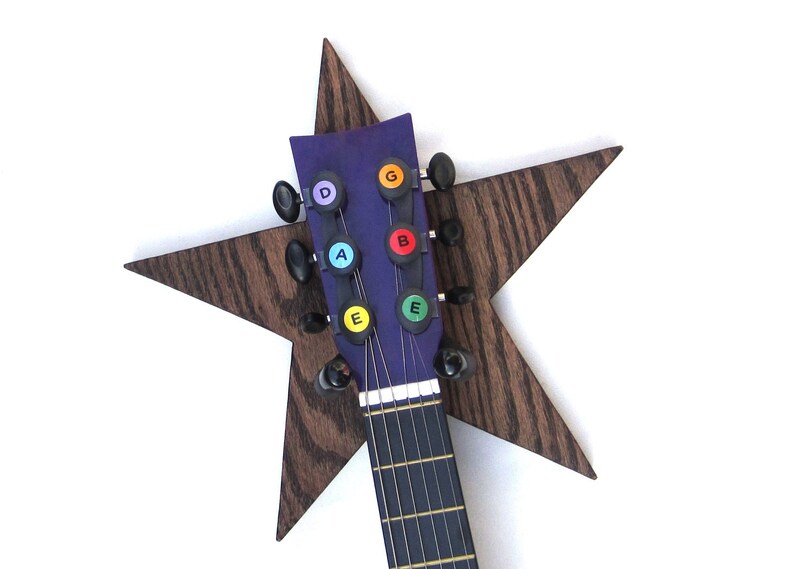 GUITAR HANGER / STAR / Wood Burned image 1