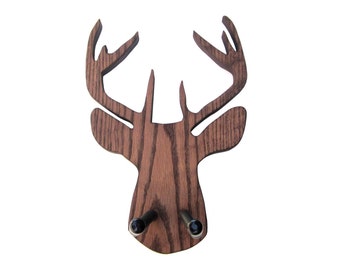 DEER GUITAR HANGER / Handmade Guitar Hanger / Wood Burned Edges / Wood Deer Silhouette Guitar Wall Hanger