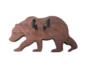 BEAR GUITAR HANGER / Handmade Wood Grizzly Bear Wall Guitar Hanger / Wood Burned Edges