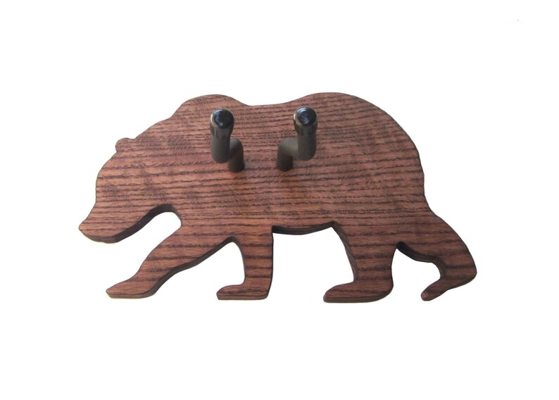 BEAR GUITAR HANGER / Handmade Wood Grizzly Bear Wall Guitar Hanger / Wood Burned Edges image 1