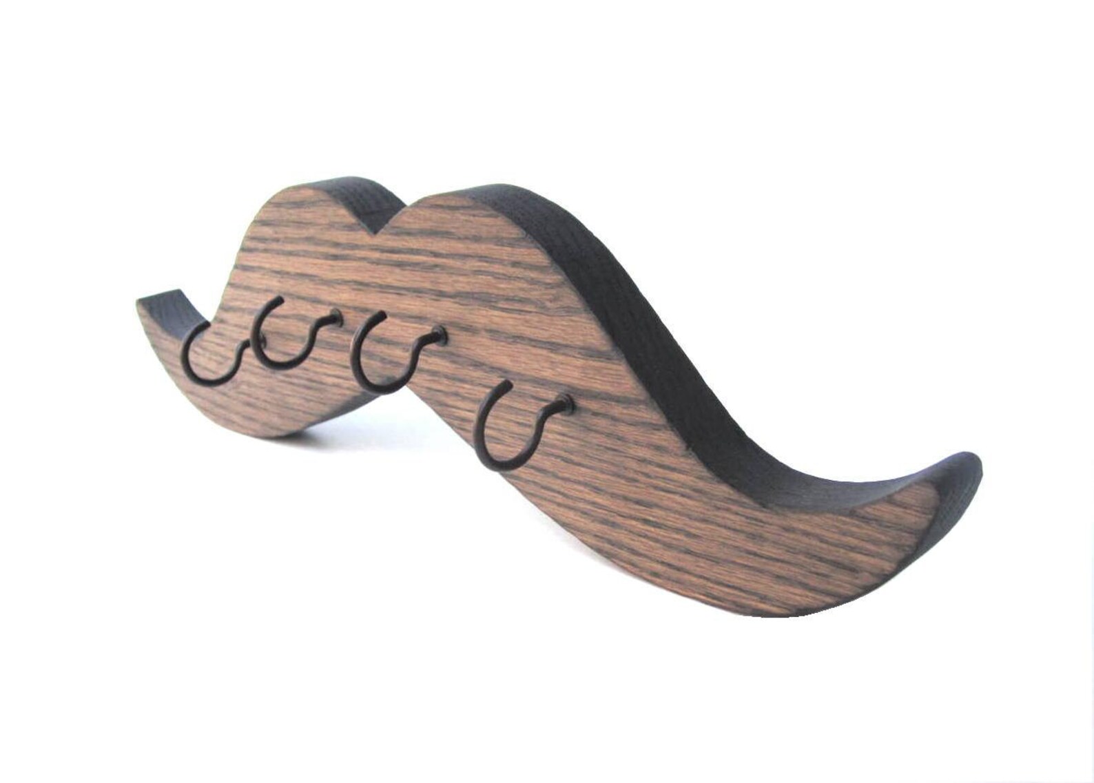 MUSTACHE KEY RACK / Wood Burned Edges Etsy