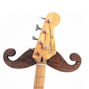 MUSTACHE GUITAR HANGER / Handmade Wood Guitar Hanger / Wood Burned image 1