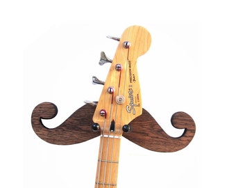 MUSTACHE GUITAR HANGER  / Handmade Wood Guitar Hanger / Wood Burned