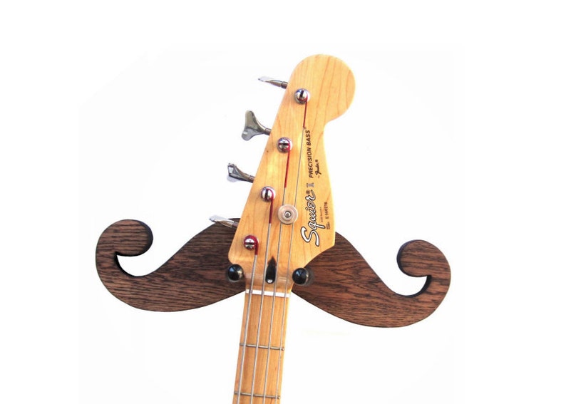 MUSTACHE GUITAR HANGER / Handmade Wood Guitar Hanger / Wood Burned image 1