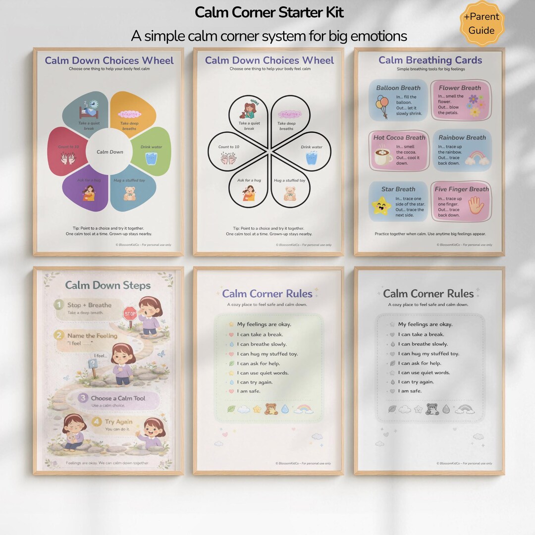 Calm Corner Starter Kit Printable | Calm Down Posters for Kids | Coping ...