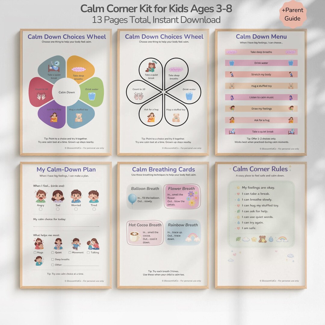 Calm Corner Kit for Kids | Calm Down Chart + Breathing Cards ...