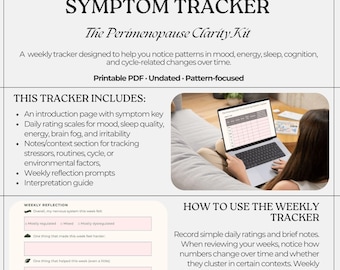 Perimenopause Symptom Tracker PDF | Mood, Sleep & Energy Tracking | Printable Wellness Tool