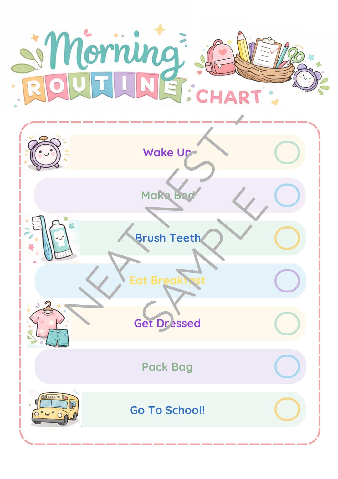 Kids Morning Routine Chart Printable | Visual Routine Chart for Kids ...