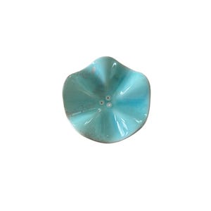 Pier 1 Imports Turquoise Crackle Glaze Wavy Ceramic Trinket Dish Bowl 5 Inch