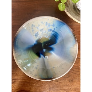 Bill Campbell Studio Pottery Crystalline Glaze Bowl - 10" Signed - Blue Green