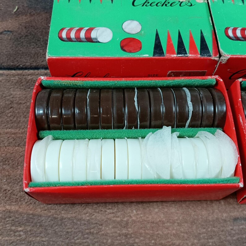 Two Vintage Checkers Game Sets Brown White Plastic Pieces Boxes - Etsy