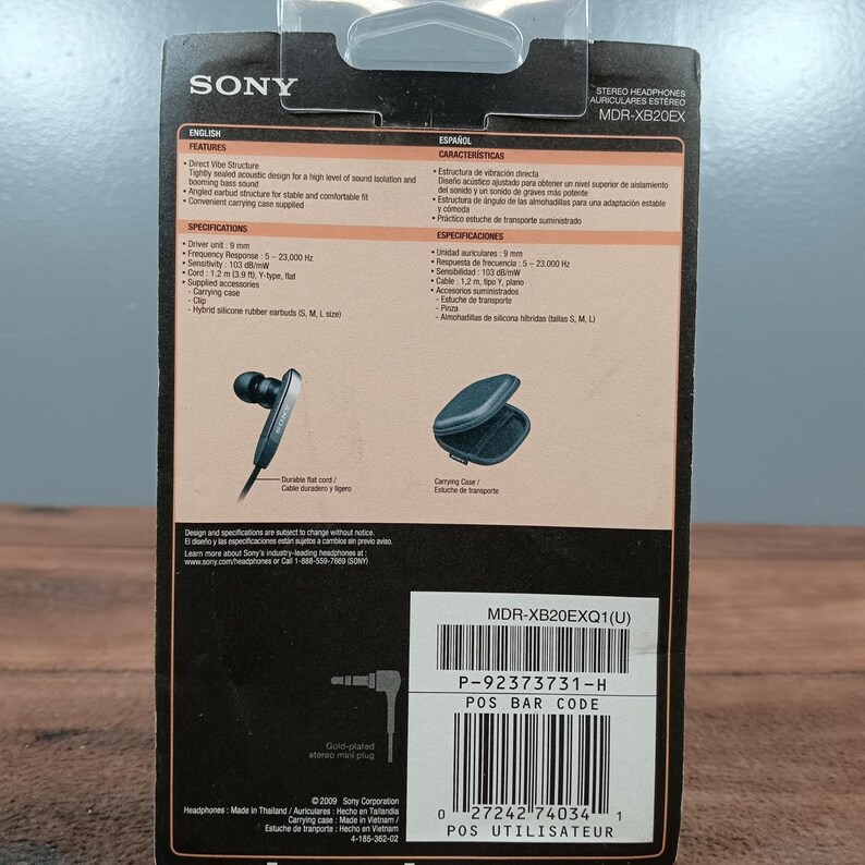 Sony MDR XB20EX Extra Bass Stereo Headphones Black In Ear Earbuds image 5