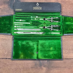 Eugene Dietzgen Co Drafting Set Champion Silver Good Vintage Technical Tools