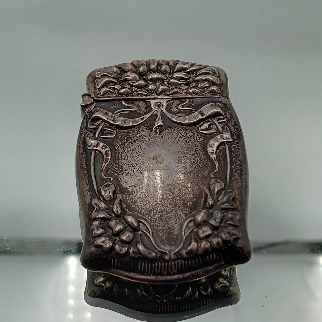 Antique Silver Match Safe Holder Ornate Floral Engraved Art Nouveau - Etsy