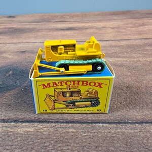 Streichholzschachtel Raupe Bulldozer No 18 Gelb Ausgezeichnete Lesney Diecast Spielzeugkiste Bild 3