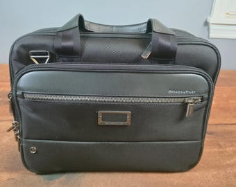 Briggs & Riley Briefcase Mens OS Black Excellent Expandable @Work KB415X-4