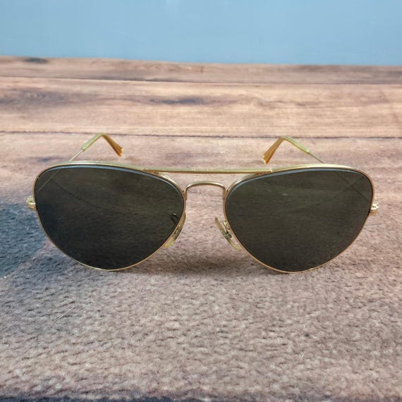 Ray-ban Aviator Sunglasses Mens 58mm Gold Green Good Vintage B&L