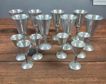 Set di 13 calici Plator Silverstone, Spagna, argento, OS, eccellente, calice con stelo floreale