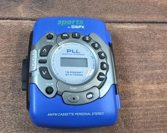 GPX Cassette Player Personal Stereo Blue Fair Parts Repair Sports PLL Digital