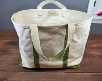 Vintage 90s LL Bean Boat and Tote Bag Navy Blue Canvas Capital N