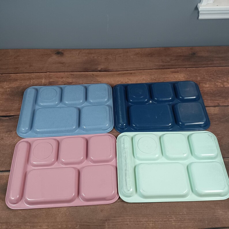 Vintage Dallas Ware Melamine Cafeteria Trays Set of 4 P-71 Multi Color ...