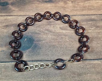 Vintage Kette Gürtel Womens OS Brown Ausgezeichnetes Schildpatt Harz-Gliederhaken