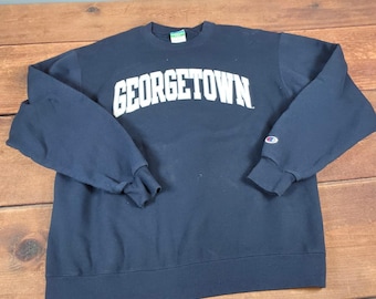 Champion Sweatshirt Herren L Marineblau Ausgezeichnet Georgetown Universität Eco-Fleece