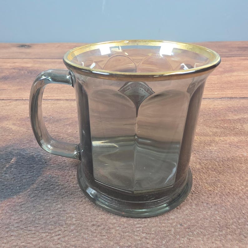 Ronald Reagan Signature Presidential Seal Coffee Mug Smoked Glass Gold Rim image 4