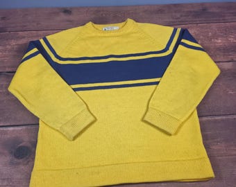 Jersey de cuello redondo Moriarty para hombre, amarillo, excelente, de lana a rayas, esquí Vermont