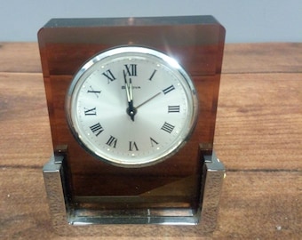 Vintage Rare Mid Century Bulova 2RA007 Wind Up Alarm Clock Acrylic Lucite Chrome