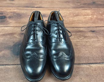 Allen Edmonds Wingtip Oxfords Mens 10 D Black Brogue Leather Dress Shoes