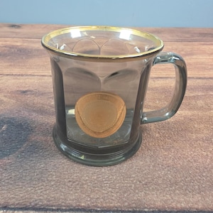 Ronald Reagan Signature Presidential Seal Coffee Mug Smoked Glass Gold Rim image 1