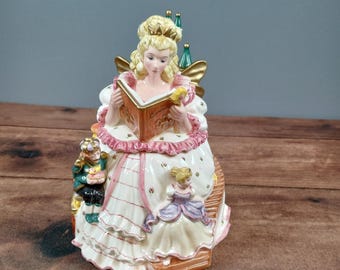 Fitz and Floyd Fairy Tale Castle Cookie Jar 1995 Cinderella Princess Reading