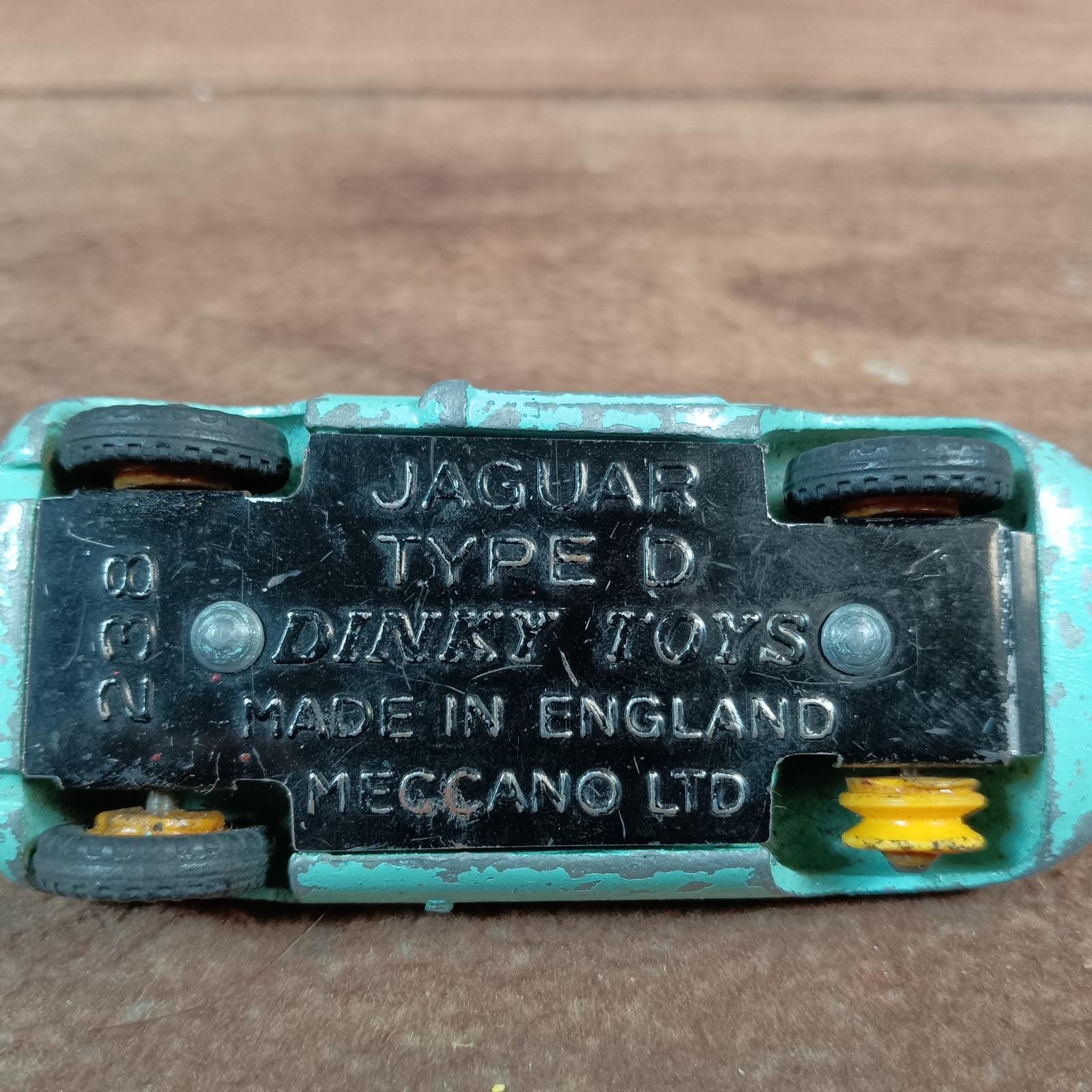Vintage Dinky Toys 238 Jaguar Type D Turquoise Diecast Race Car
