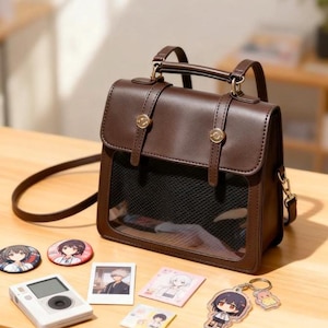 Mochila Ita Bag convertible, ventana transparente, expositor de pins de anime