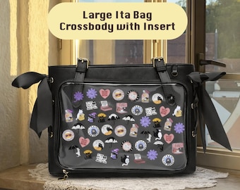 Large Ita Bag Crossbody, Anime Pin Display Purse, Kawaii Shoulder Bag