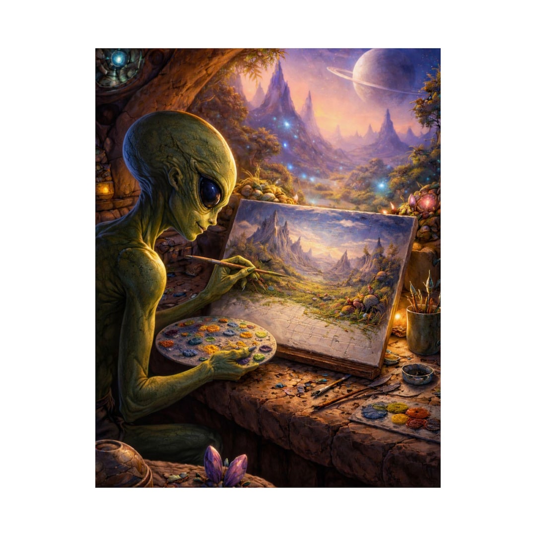 Alien Painting Art Print, Sci-fi Landscape, Fantasy Wall Decor - Etsy