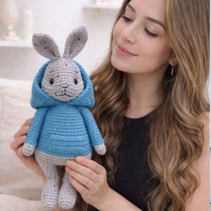 Haakpatroon konijntje met capuchon, amigurumi voor beginners (3 pdf-bestanden)