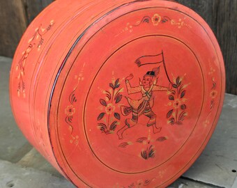 Antique Handmade Burmese Lacquer Betel Box Kun-it Three Piece Lacquerware Box