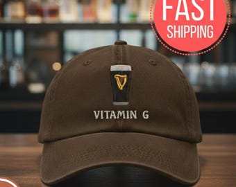 Gorra Vitamin G, gorra bordada de cerveza Guinness Stout, gorra irlandesa Guinness para papá, regalo para amantes de la cerveza, gorra unisex vintage de algodón para papá