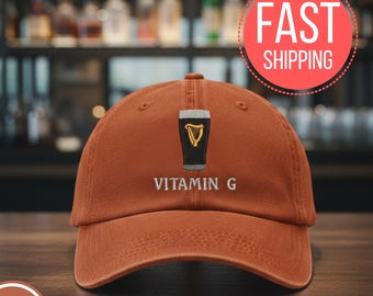 Gorra bordada con vitamina G de Guinness, gorra de papá de Guinness, gorra de inspiración irlandesa, gorra de camionero bordada del Día de San Patricio, gorra teñida para amantes de la cerveza