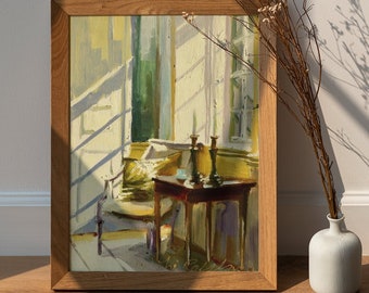 SUNLIT ROOM Art Print of Original Oil Painting, Sunlit Room