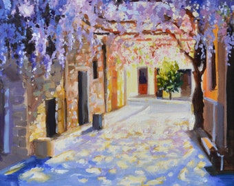 Original Painting of WISTERIA ALLEYWAY | Unique Garden Art | Perfect Housewarming Gift | Living Room Decor by Cecilia Rosslee
